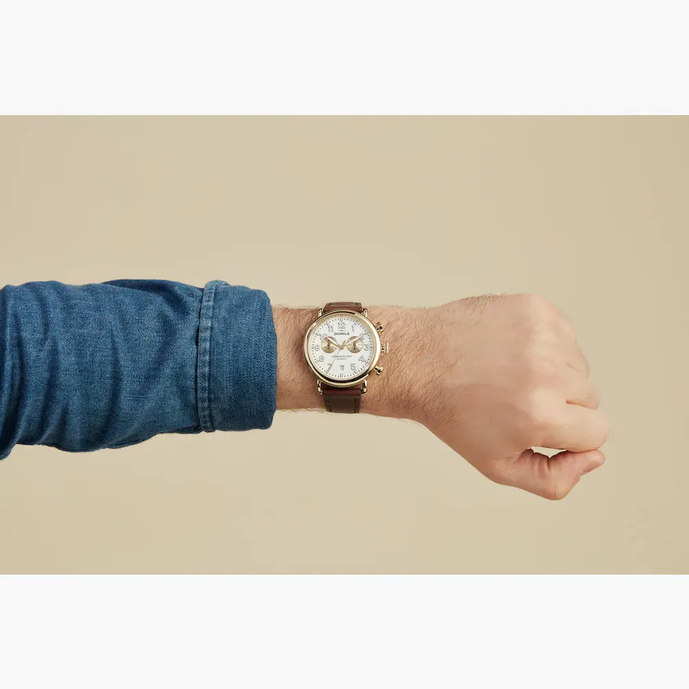 Shinola, The Runwell 2 Eye Chrono 41mm Ivory Dial Cattail Leather