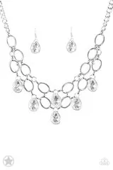 Show-Stopping Shimmer - White Blockbuster Necklace