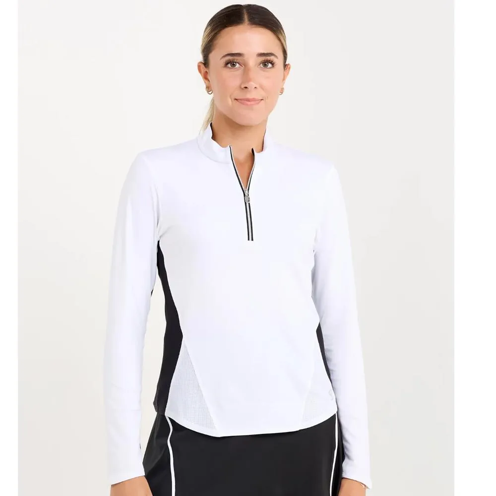 Sofibella Women's Monochrome Longsleeve Zip Top - White/Black