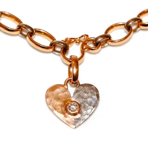 Sonoma Hammered 2 Tone Heart Diamond Pendant in 22K Apricot and 18K Alpine Gold