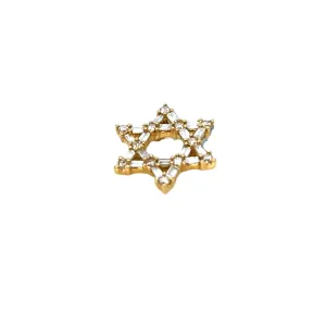 Star of David Magen David 14k Gold 0.38ct Baguette Diamond 0.52" Pendant Charm - PP-10678