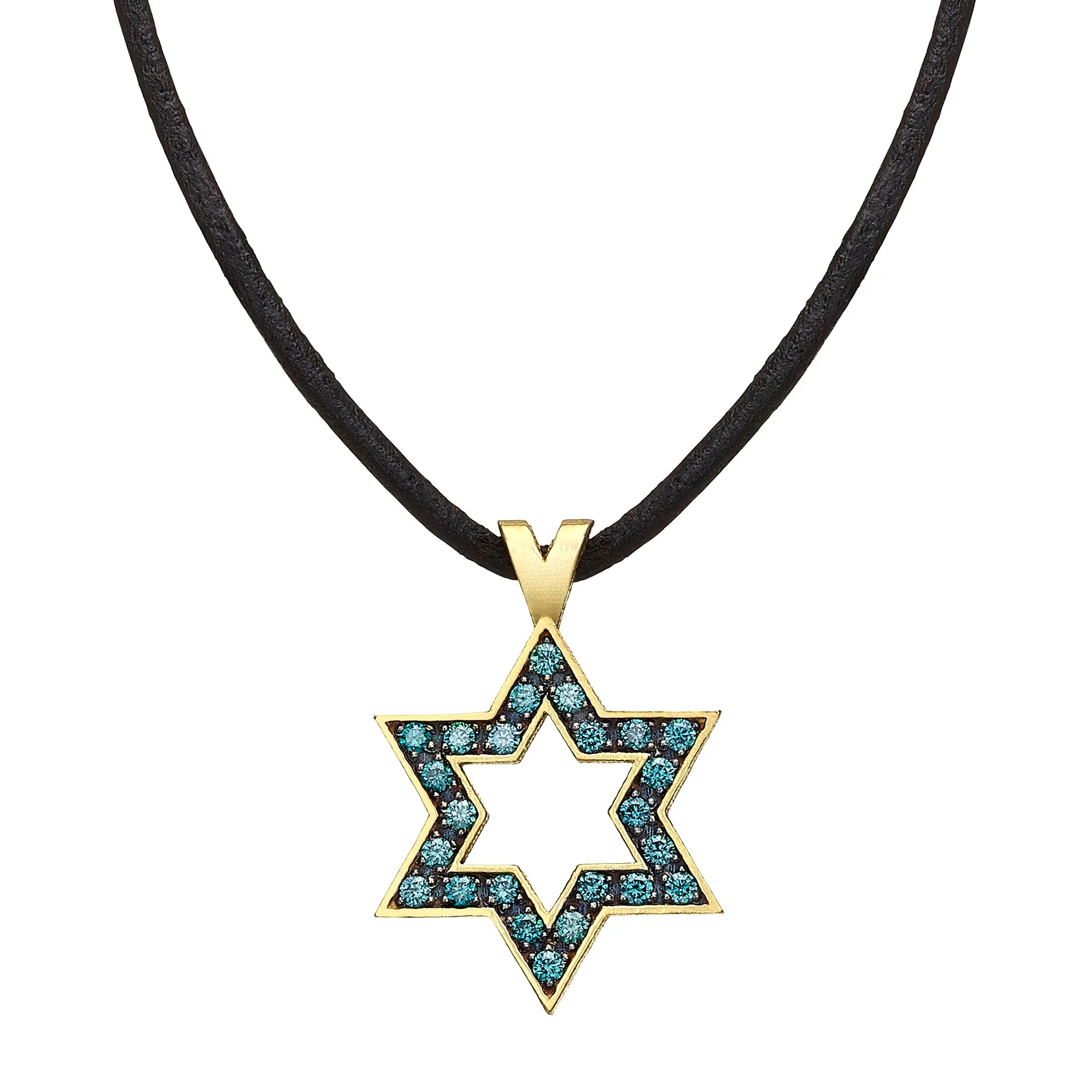 Star of David set with Blue Diamonds