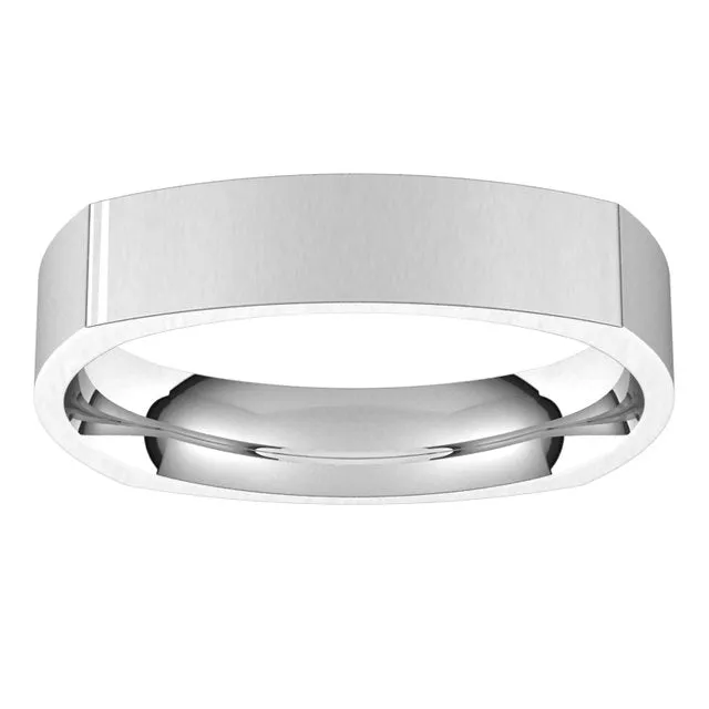 Sterling Silver 4 mm Square Comfort Fit Wedding Band