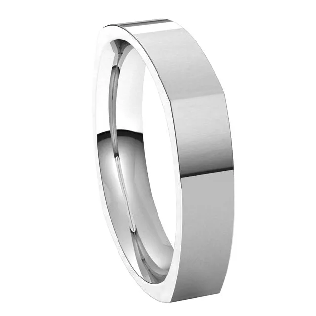 Sterling Silver 4 mm Square Comfort Fit Wedding Band