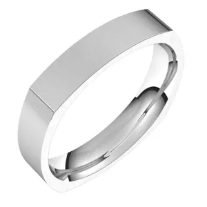 Sterling Silver 4 mm Square Comfort Fit Wedding Band