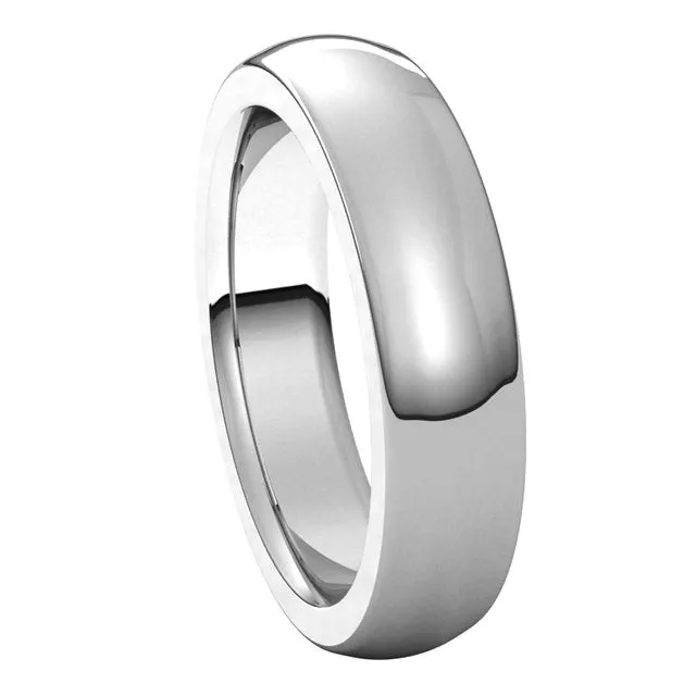 Sterling Silver 5 mm Half Round Comfort Fit Heavy Wedding Band