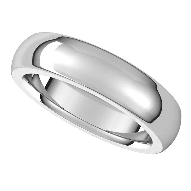 Sterling Silver 5 mm Half Round Comfort Fit Heavy Wedding Band
