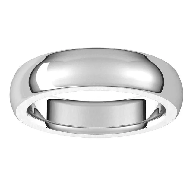 Sterling Silver 5 mm Half Round Comfort Fit Heavy Wedding Band