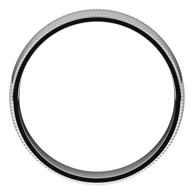 Sterling Silver 5 mm Milgrain Half Round Comfort Fit Light Wedding Band