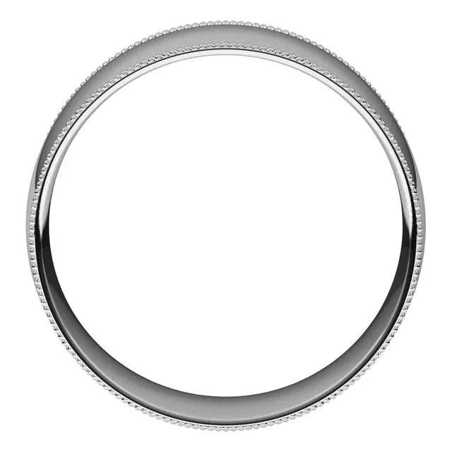 Sterling Silver 8 mm Milgrain Half Round Comfort Fit Light Wedding Band