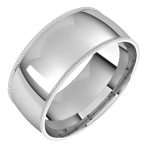 Sterling Silver 8 mm Milgrain Half Round Comfort Fit Light Wedding Band
