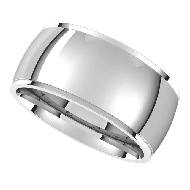 Sterling Silver 9 mm Half Round Edge Comfort Fit Wedding Band
