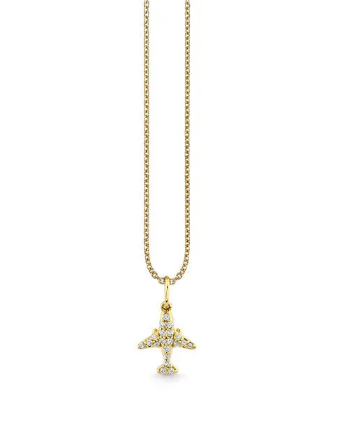 SYDNEY EVAN | Airplane Charm Necklace | Gold & Diamond