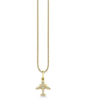 SYDNEY EVAN | Airplane Charm Necklace | Gold & Diamond