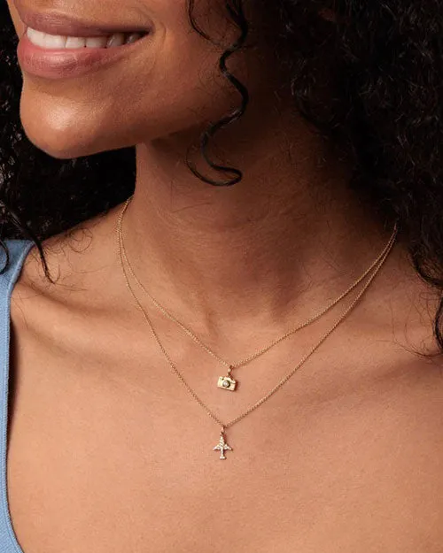 SYDNEY EVAN | Airplane Charm Necklace | Gold & Diamond