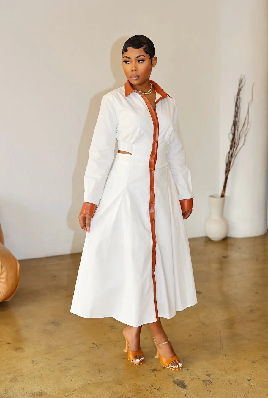 Tender Love Dress (Off White/Tan)