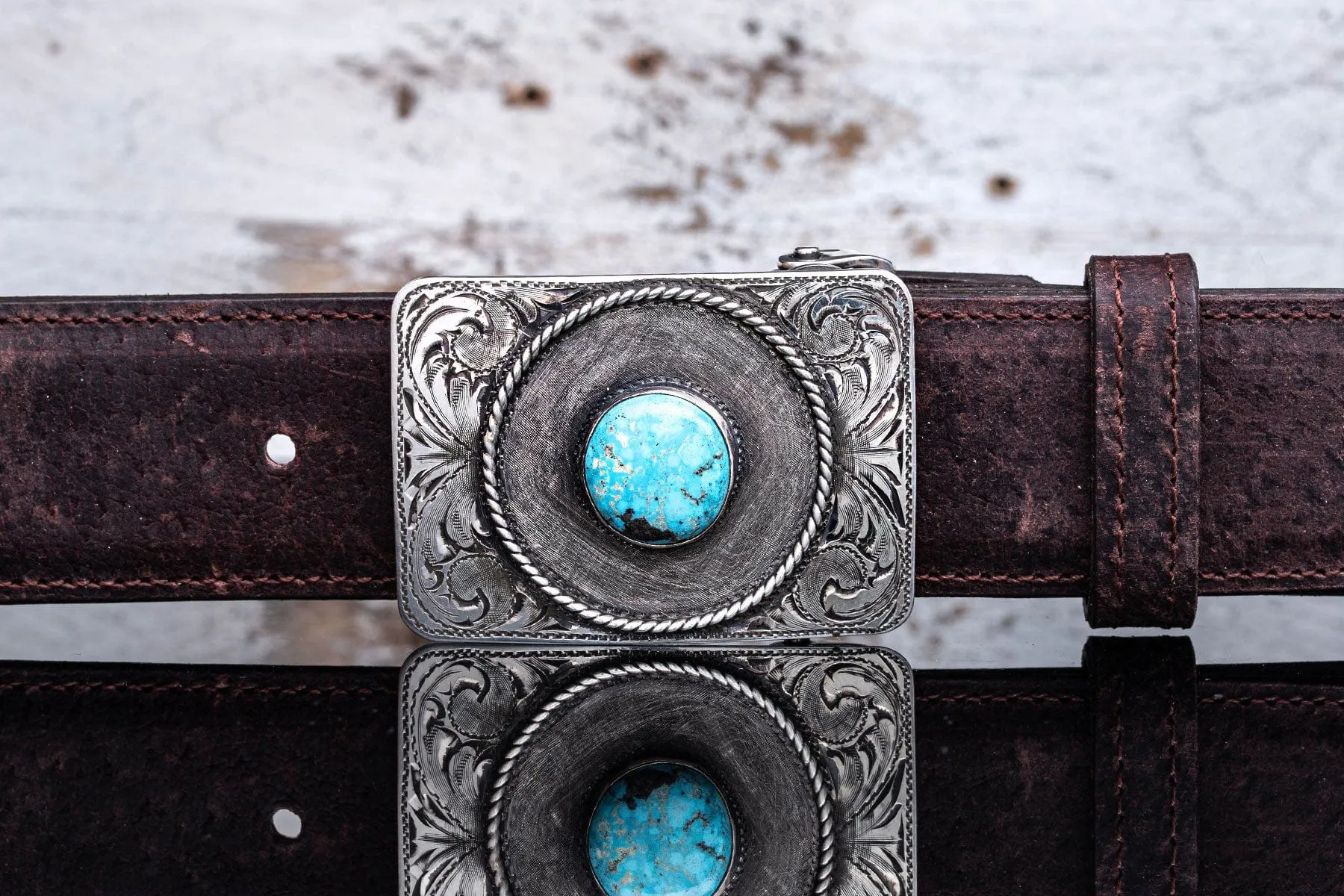 The Mesa Rope & Turquoise Trophy Buckle