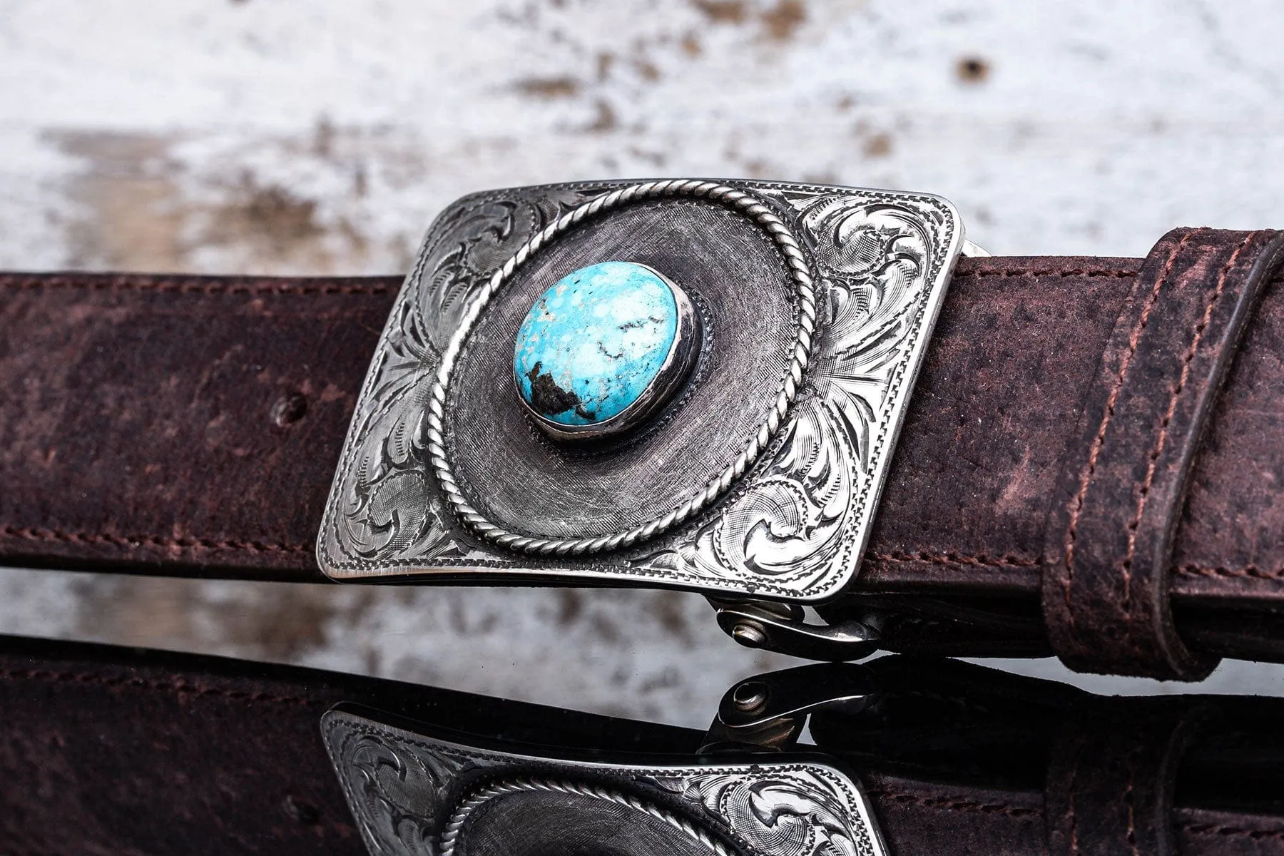 The Mesa Rope & Turquoise Trophy Buckle