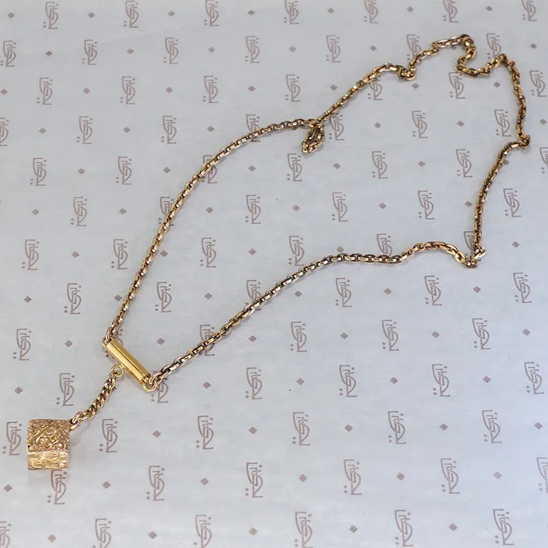 The Suspended Cube Gold Fob Necklace by Ancient Influences