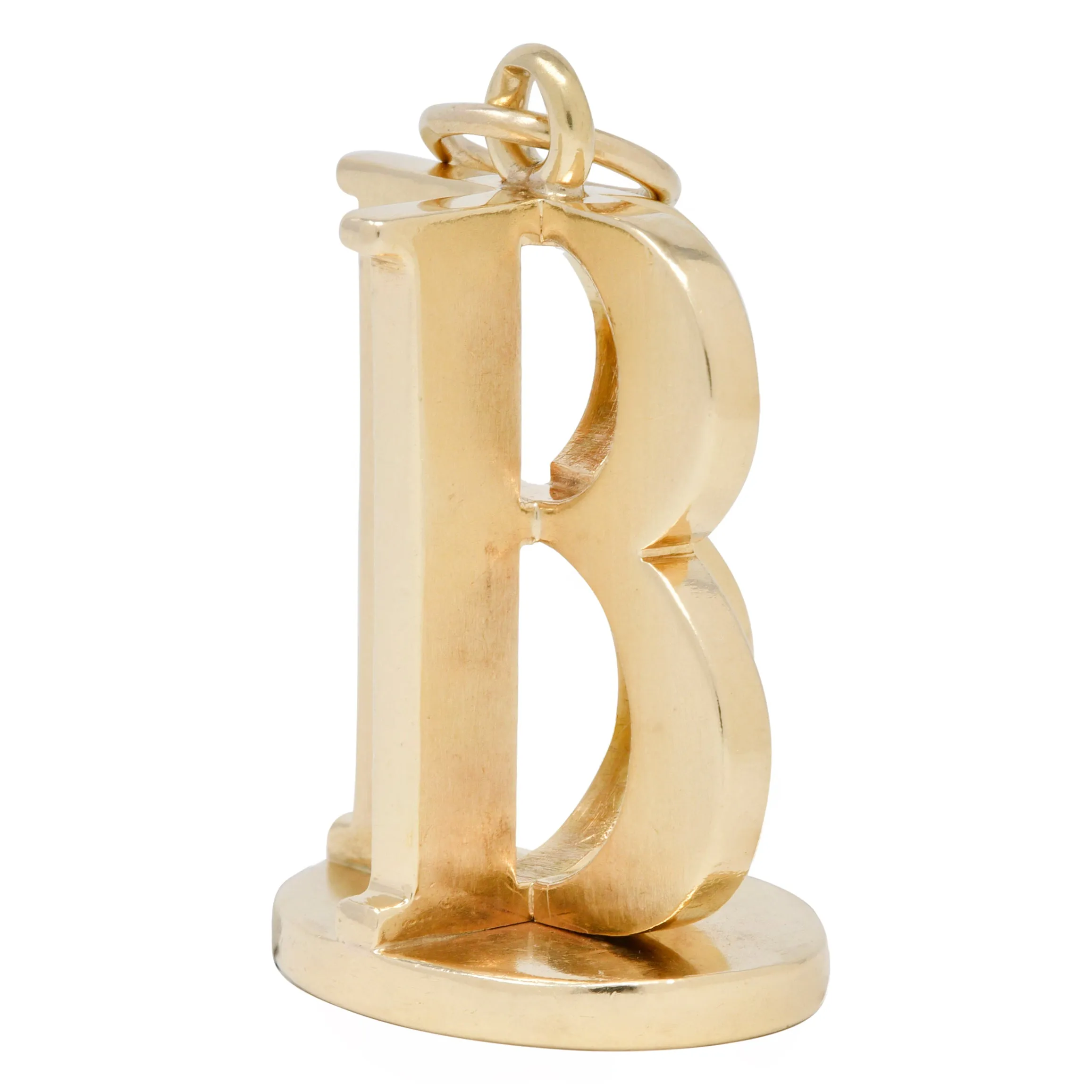 Tiffany & Co. 14 Karat Yellow Gold B Initial Vintage Retro Fob Pendant Charm