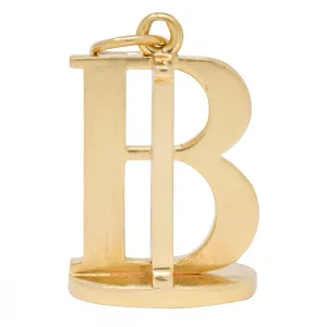 Tiffany & Co. 14 Karat Yellow Gold B Initial Vintage Retro Fob Pendant Charm