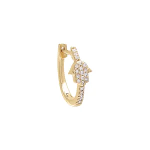 Tiny Diamond Hamsa Huggie Earring 14K