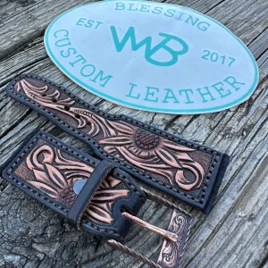 Tooled Leather Watch Band  (SILVER BUCKLES ONLY)