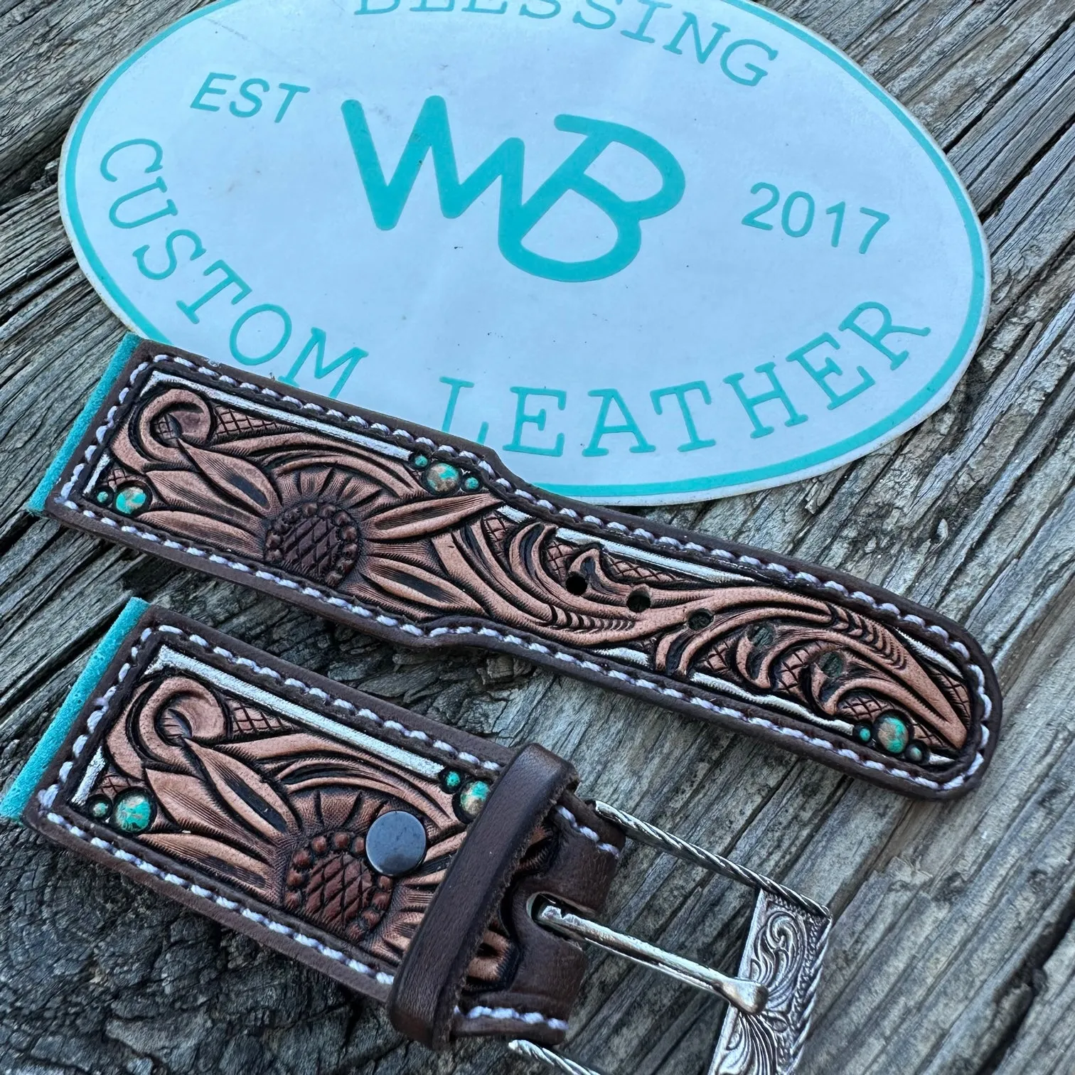 Tooled Leather Watch Band