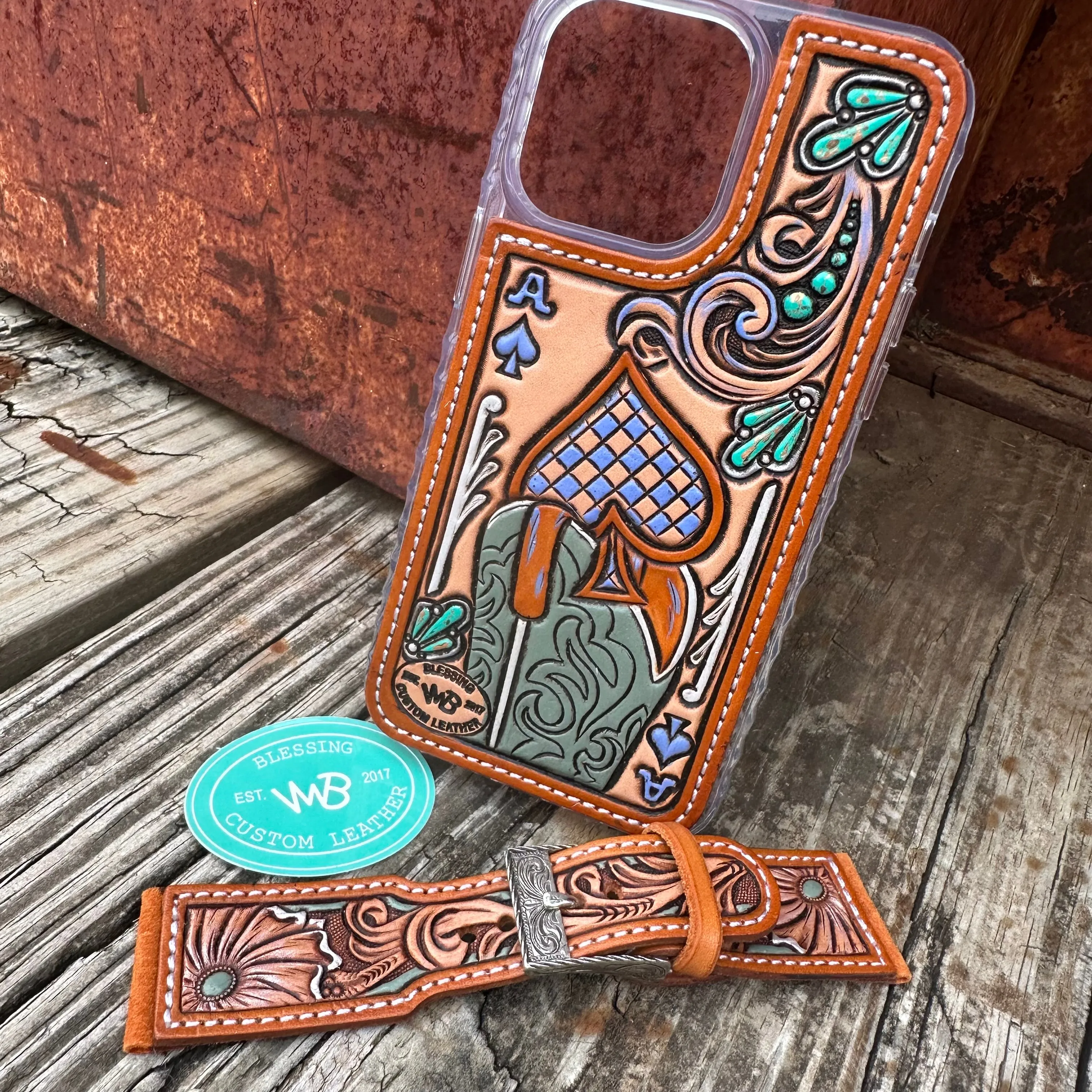 Tooled Leather Watch Band