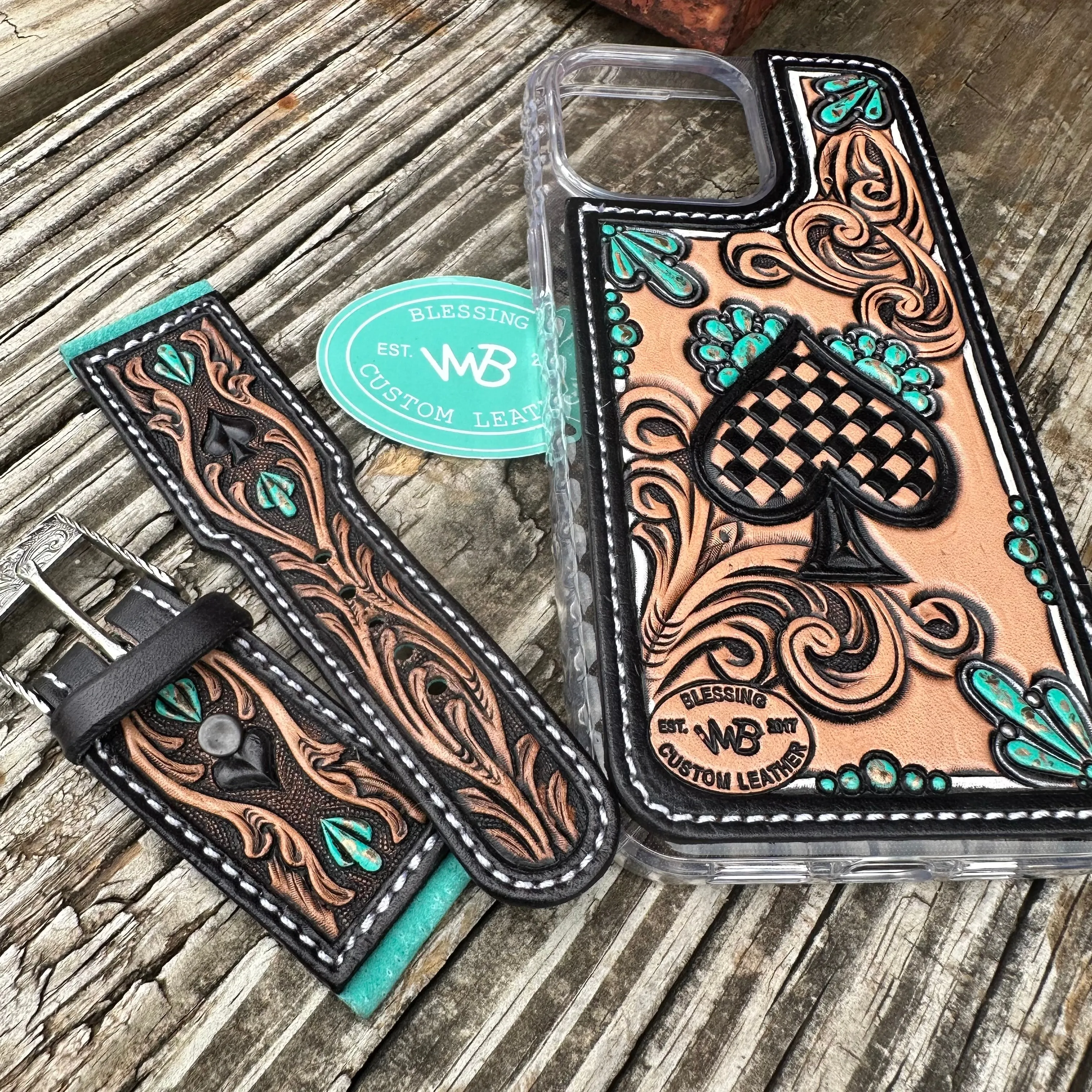Tooled Leather Watch Band
