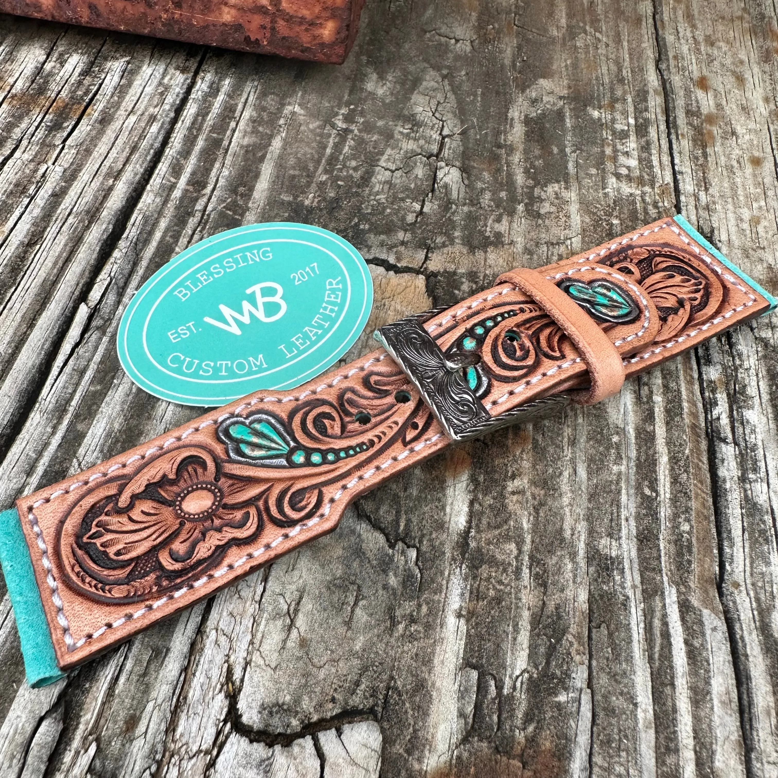 Tooled Leather Watch Band