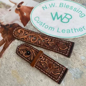 Tooled Leather Watch Band