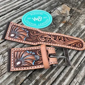 Tooled Leather Watch Band