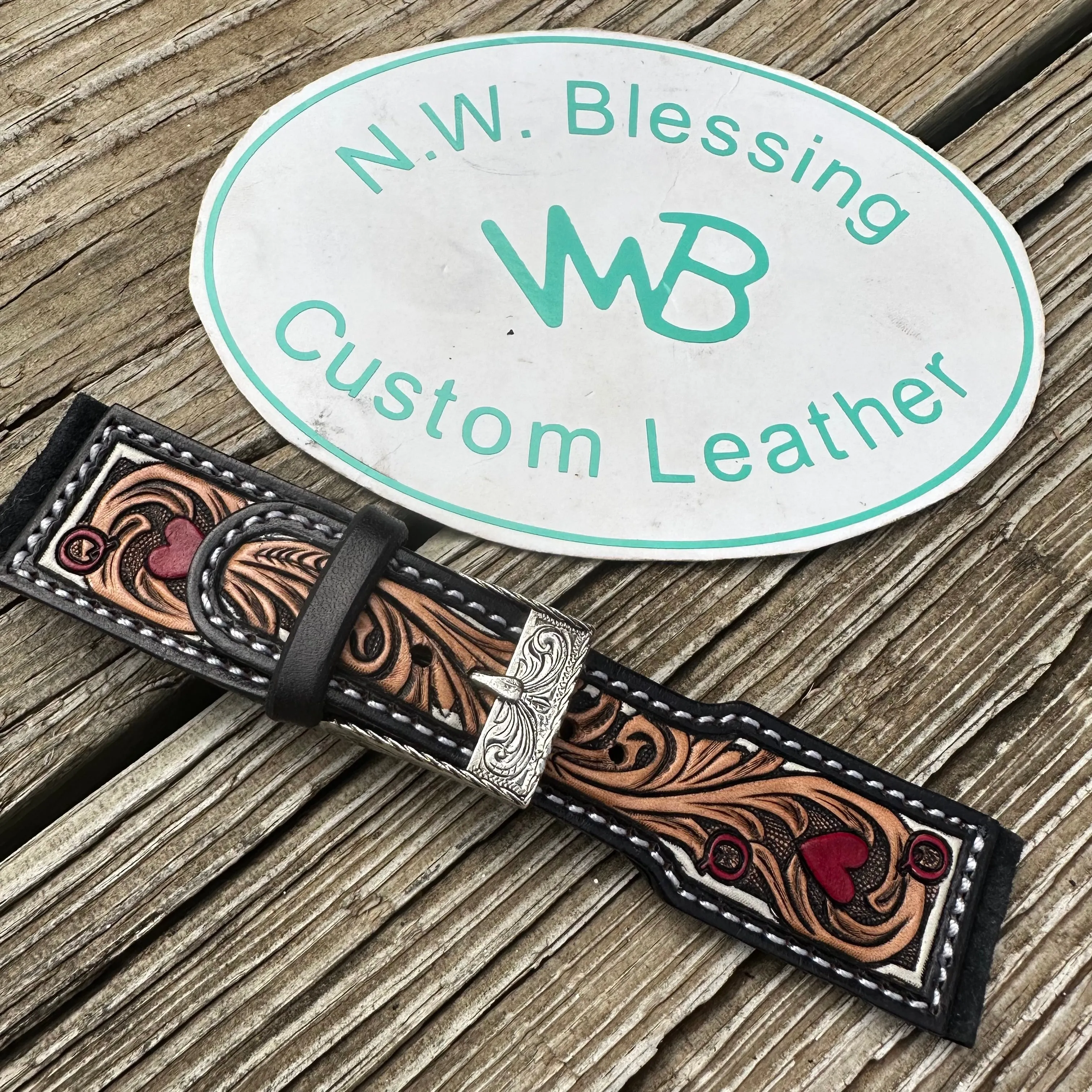 Tooled Leather Watch Band
