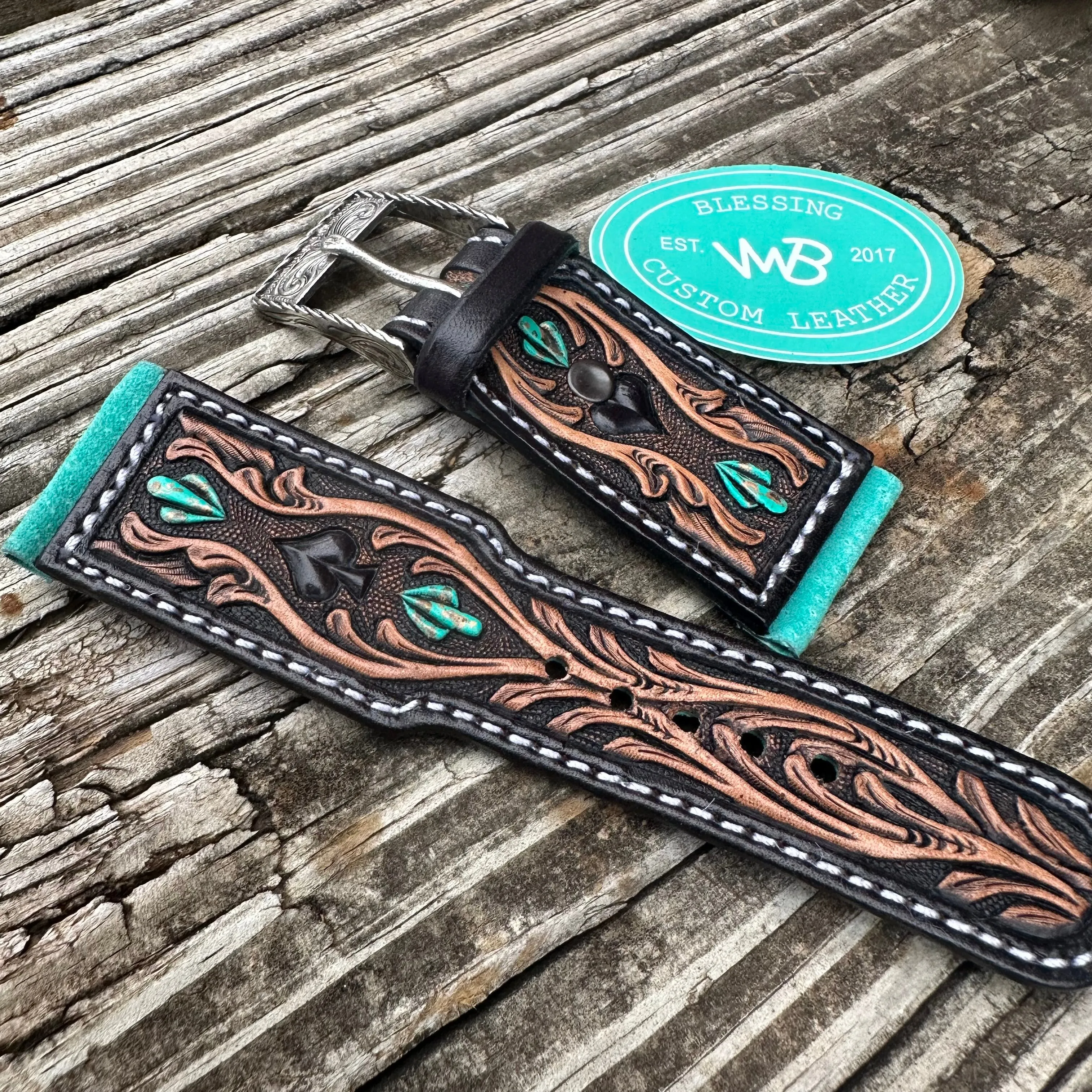 Tooled Leather Watch Band