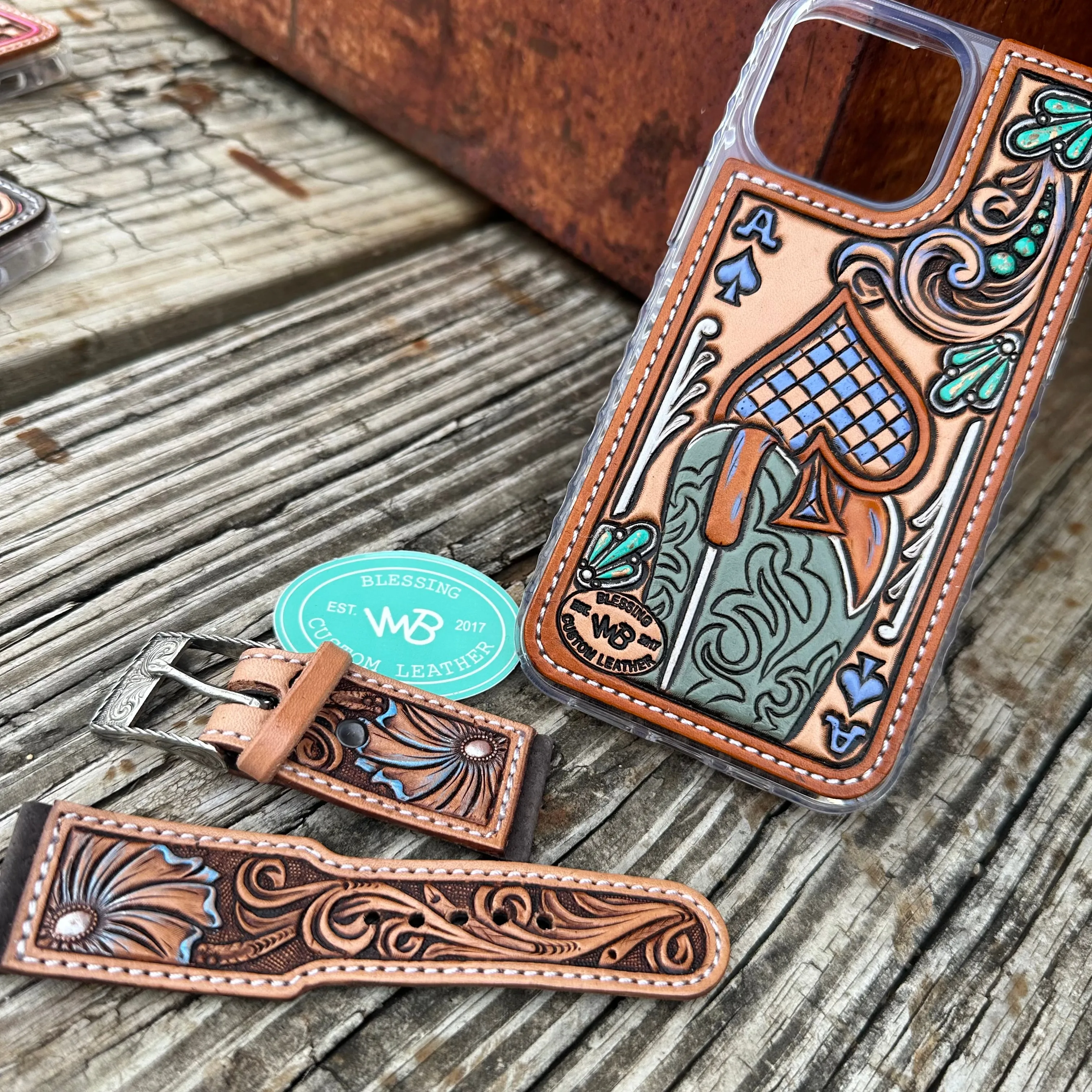 Tooled Leather Watch Band