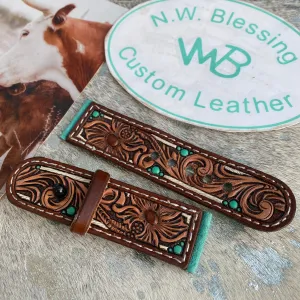 Tooled Leather Watch Band