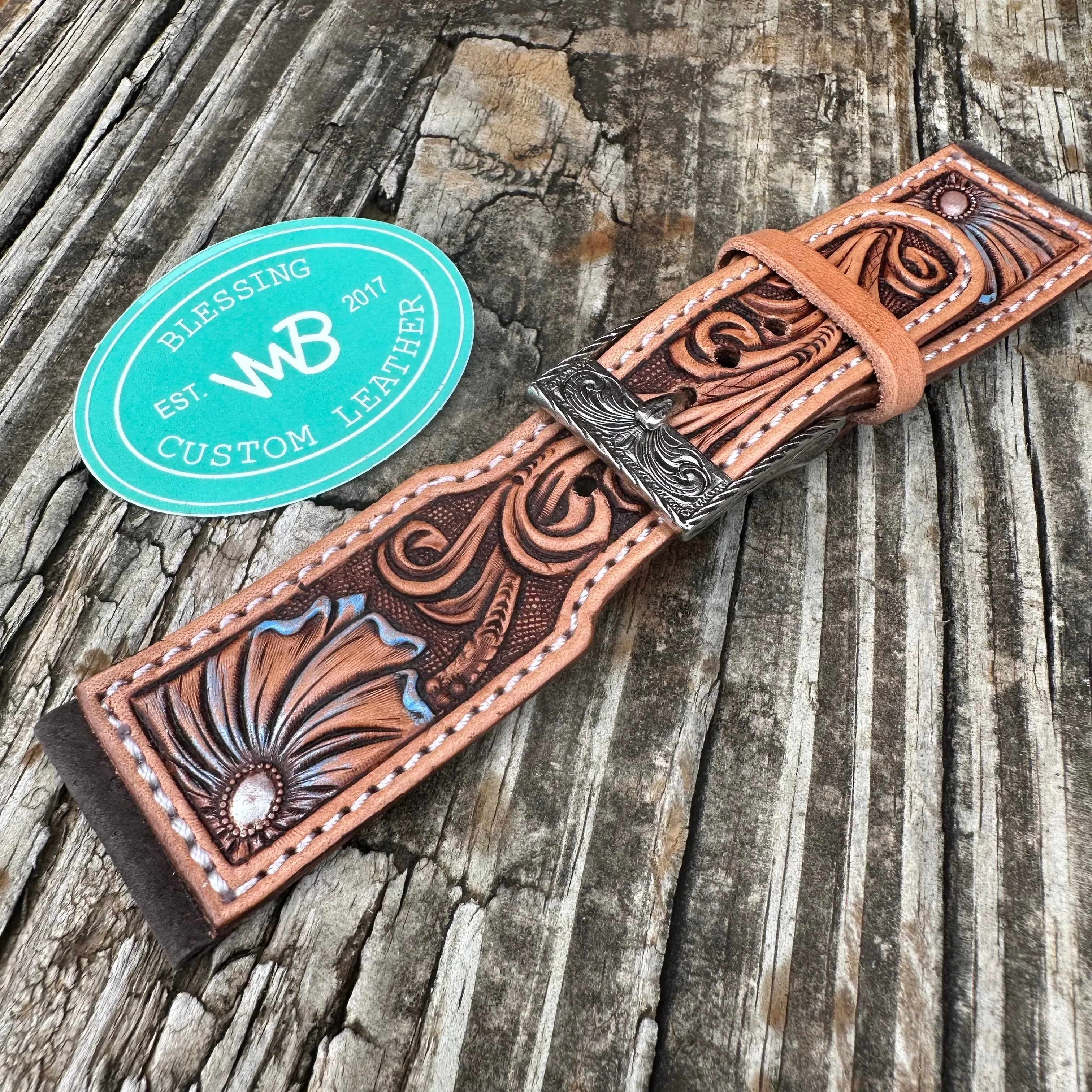 Tooled Leather Watch Band