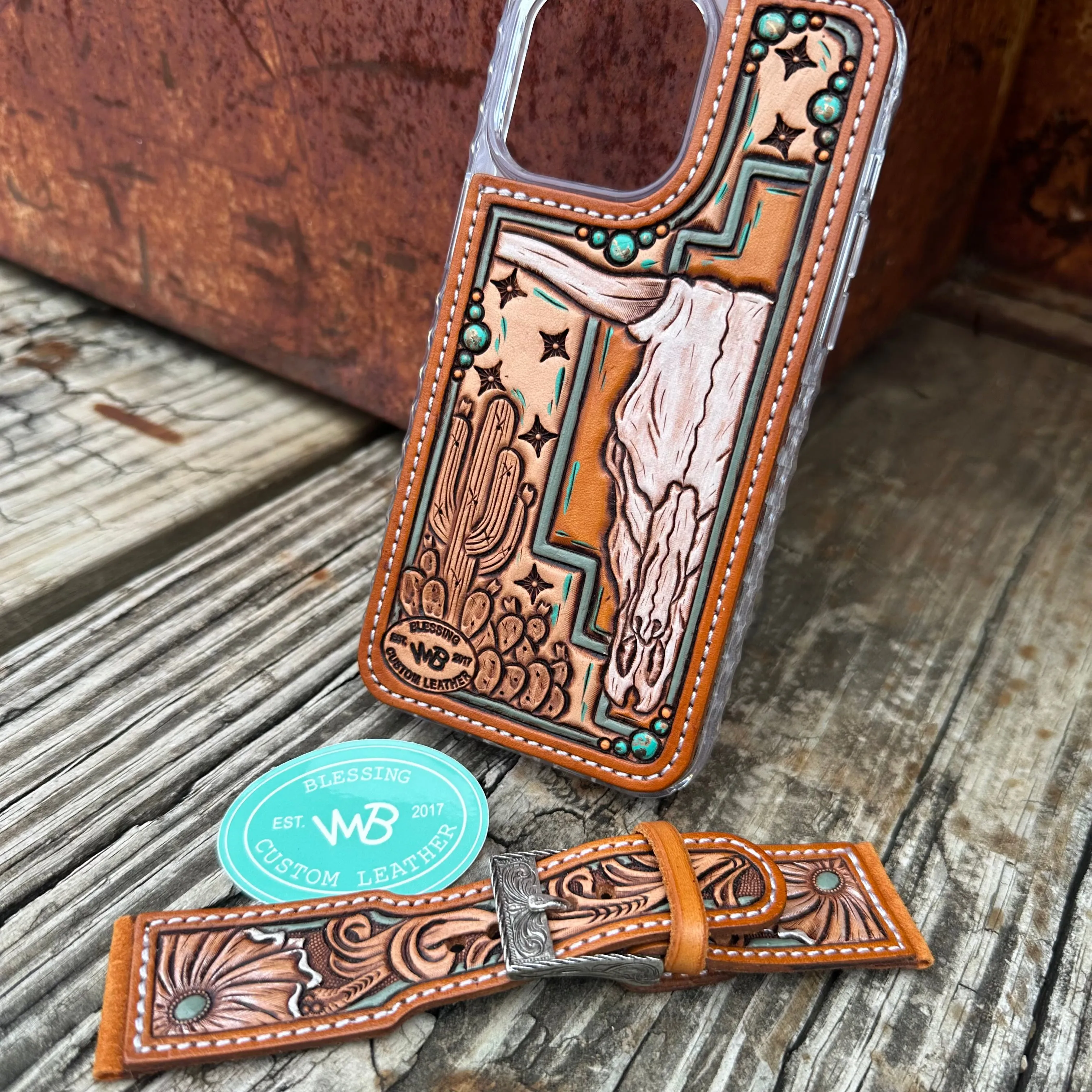 Tooled Leather Watch Band