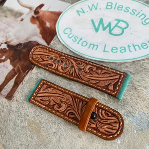 Tooled Leather Watch Band