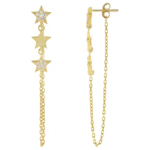 Triple Star Chain Drop Stud Earring