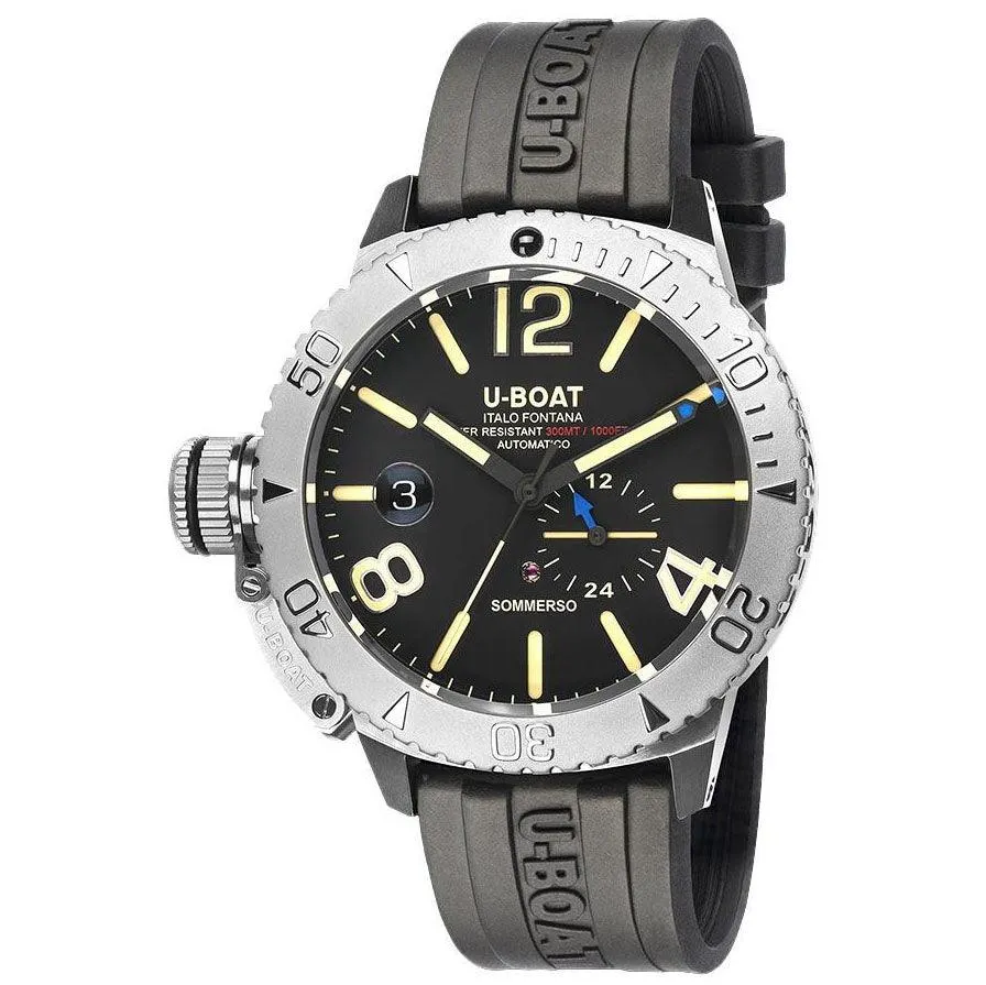 U-Boat submerged clock/a 46mm Automatic Black Steel 9007/A