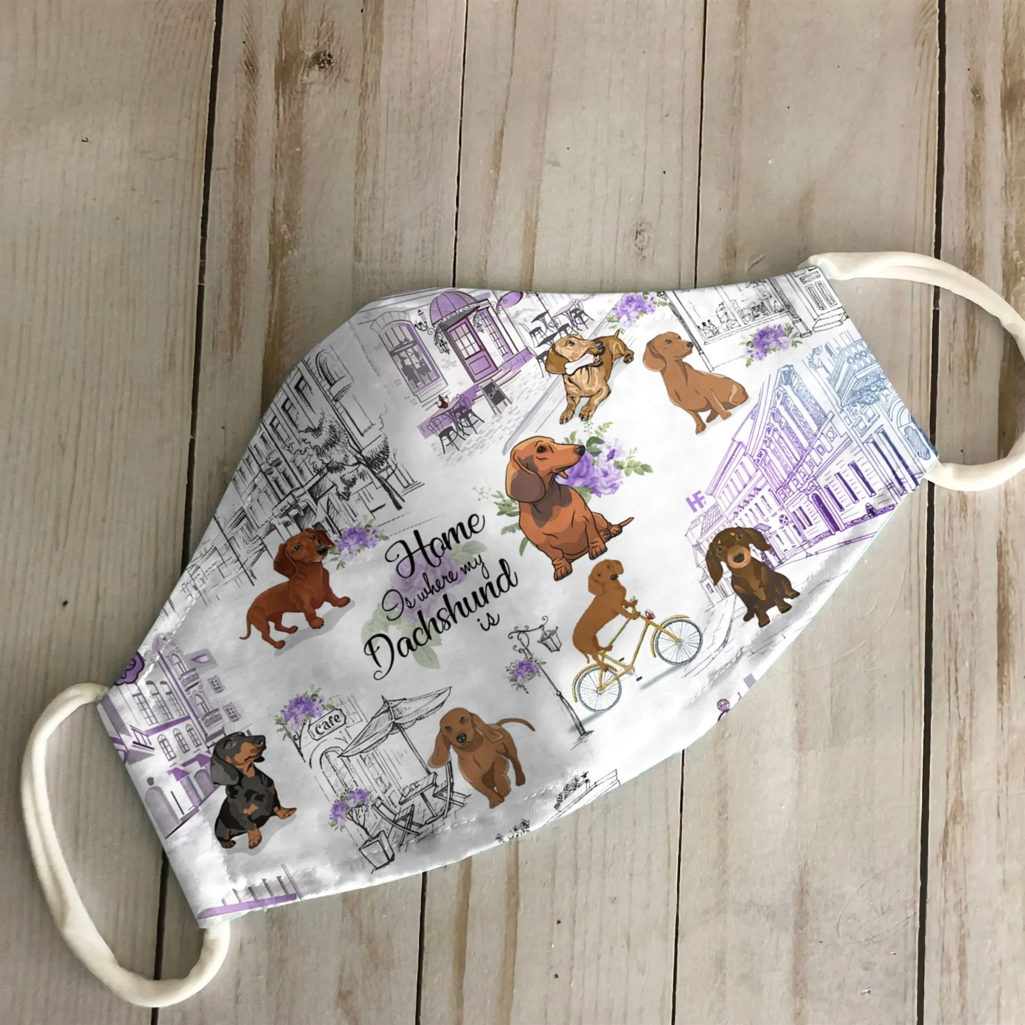 Urban, Vintage Flower And Dachshund EZ07 3007 Face Mask