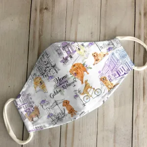 Urban, Vintage Flower And Golden Retriever EZ07 3007 Face Mask