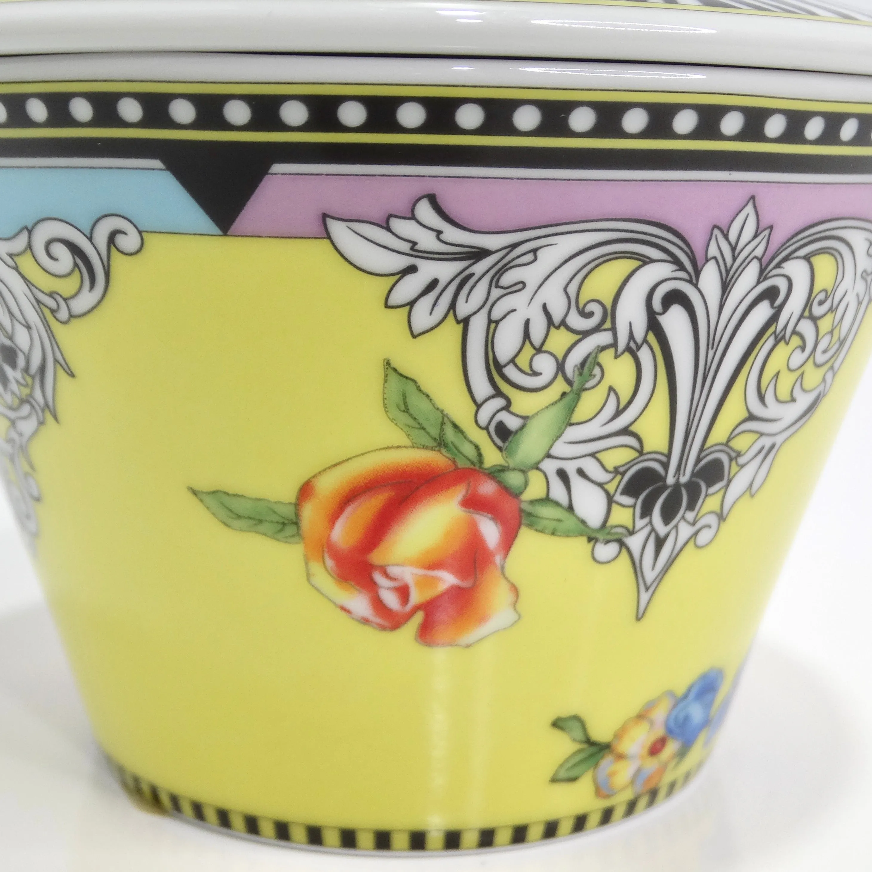 Versace Rosenthal 1990s Porcelain Sugar Bowl & Lid