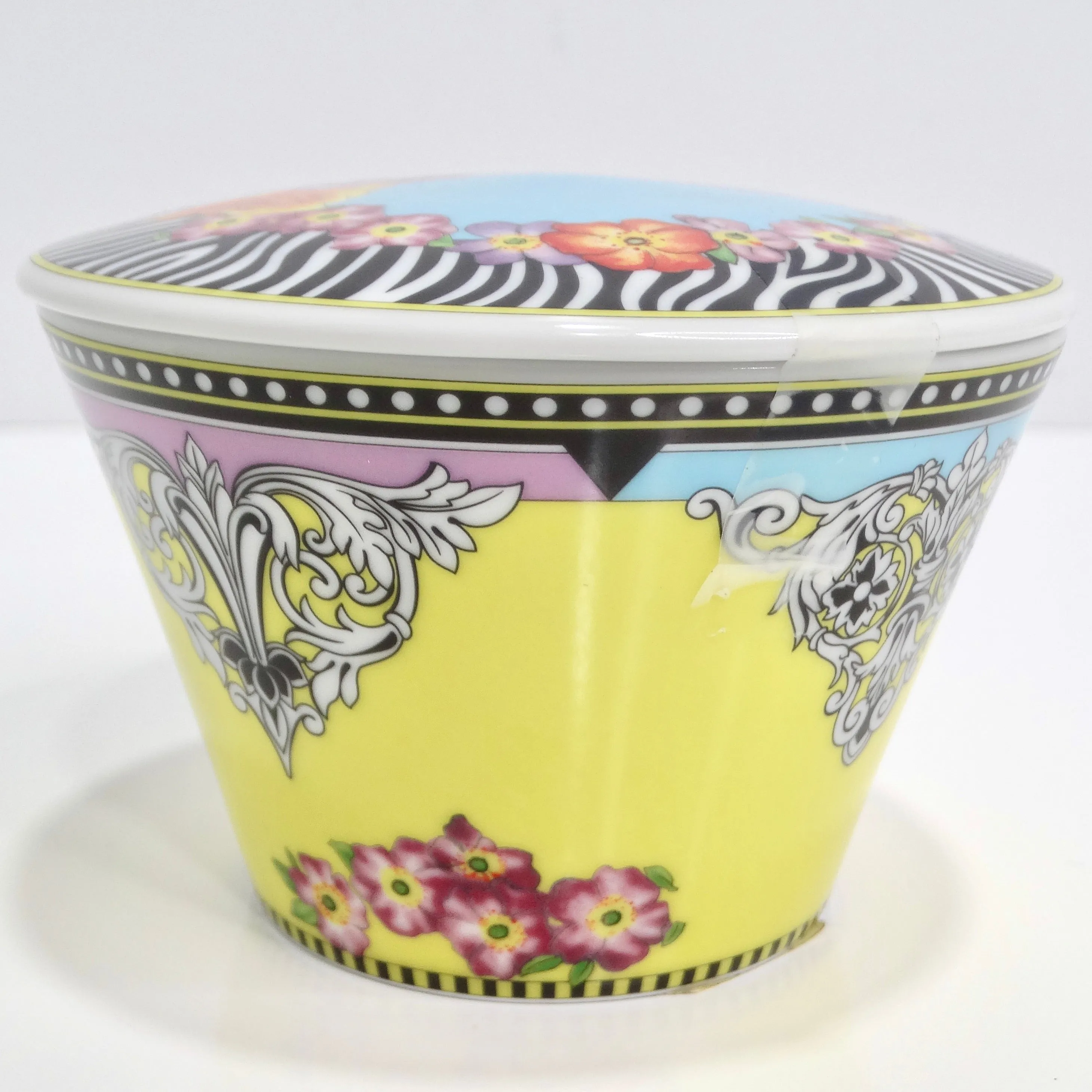Versace Rosenthal 1990s Porcelain Sugar Bowl & Lid