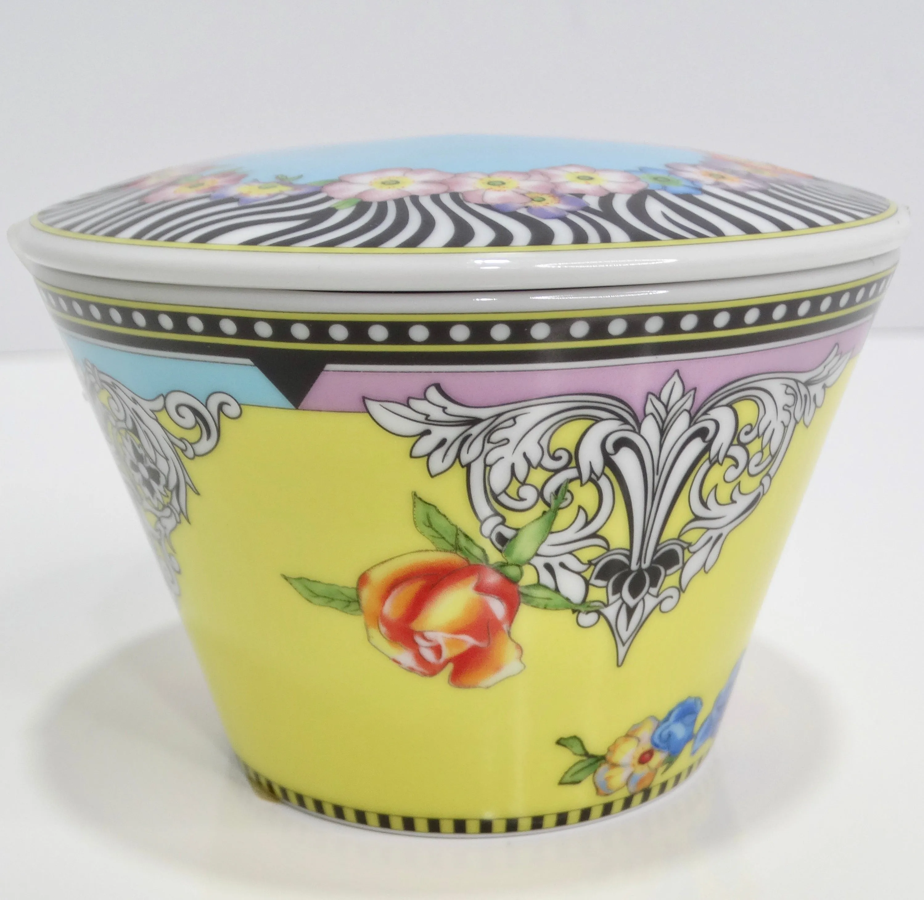 Versace Rosenthal 1990s Porcelain Sugar Bowl & Lid