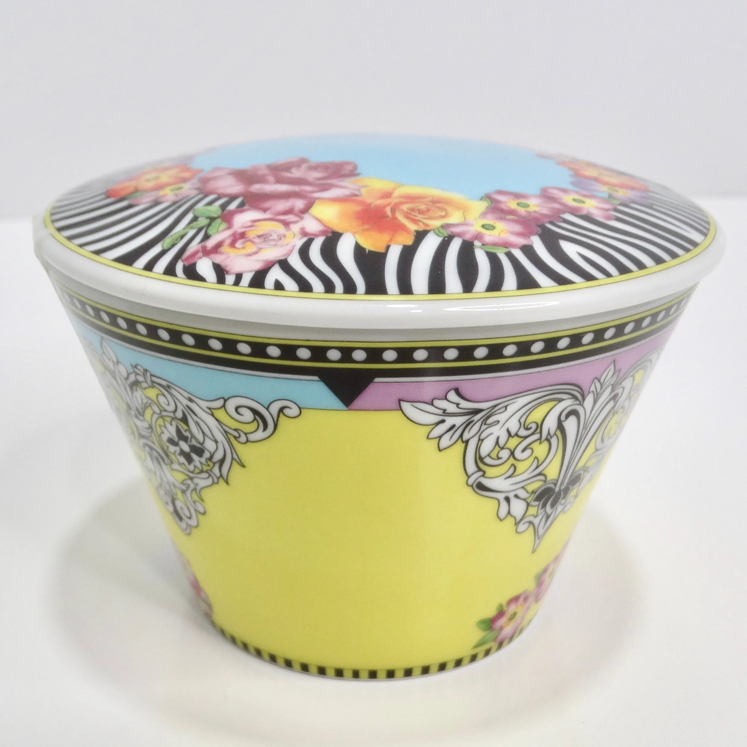 Versace Rosenthal 1990s Porcelain Sugar Bowl & Lid