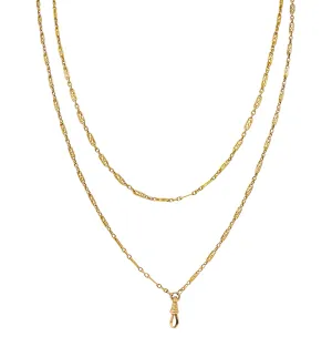 Victorian 14 Karat Yellow Gold Infinity Link 64 1/2 IN Long Antique Fob Chain Necklace