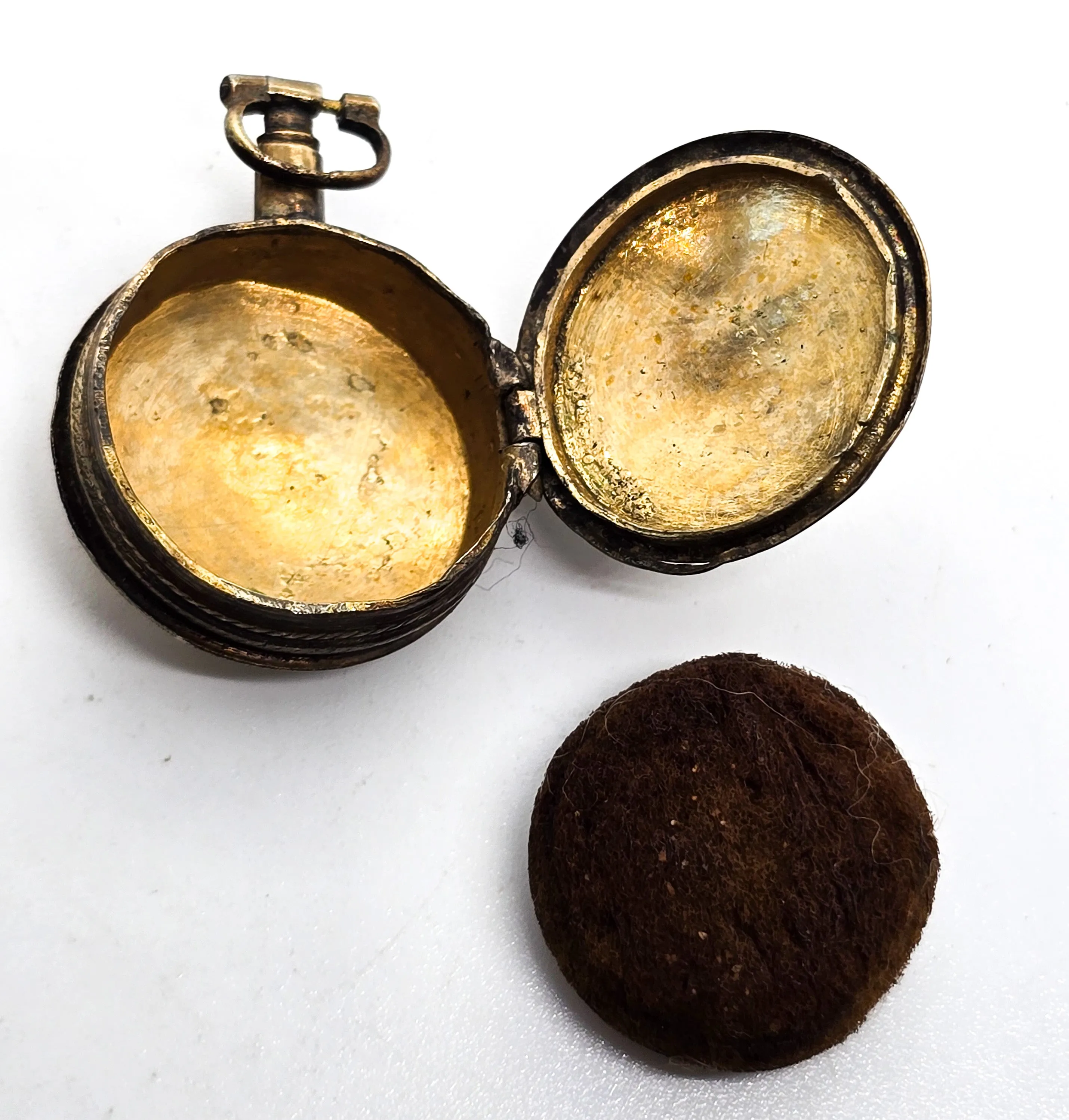 Victorian antique locket with original scent pad gold filled perfume fob PH